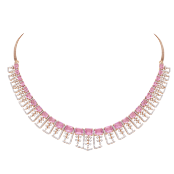 Ananya 18k Rose Gold Diamond and Pink Tourmaline Necklace & Earrings Set 