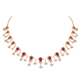 Ananya 18k Rose Gold Diamond and Rhodolite Necklace & Earrings Set 
