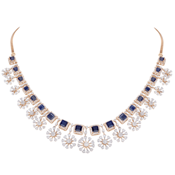Ananya 18k Rose Gold Diamond and Blue Sapphire Necklace & Earrings Set 