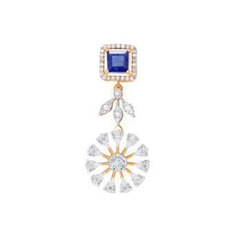 Ananya 18k Rose Gold Diamond and Blue Sapphire Necklace & Earrings Set 