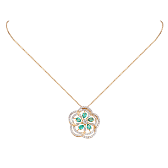 Ananya 18k Rose Gold Diamond and Green Onyx Pendant & Earrings Set 