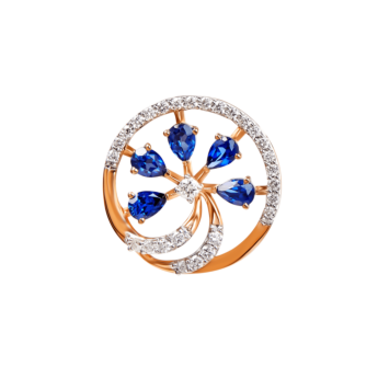 Ananya Diamond & Blue Sapphire Pendant chain & Earring in 18K Gold