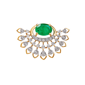 Ananya Diamond & Emerald Pendant chain & Earring in 18K Gold