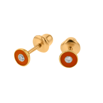 Children's Jewellery Ara Diamond Earrings With Coquelicot Enamel 