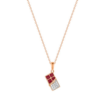 Children's Jewellery Ara Diamond Rose Gold Chocolate Bar Necklace