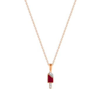 مجوهرات الأطفال من آرا  قلادة مرصعة بالألماس من الذهب الوردي على شكل الآيس كريم