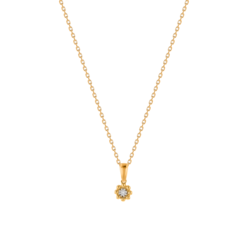 Children's Jewellery Ara Diamond Flower Necklace Yellow Gold  Six Petals