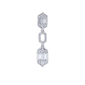 Palace Baguette Cut Diamond Drop Earrings 18K White Gold 