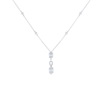 Palace Baguette Cut Diamond Necklace 18K White Gold 