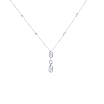 Palace Baguette Cut Diamond Necklace 18K White Gold 