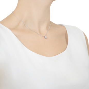 Palace Single Motif Baguette Cut Diamond Necklace 18K White Gold 