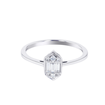 Palace Baguette Single Motif Diamond Ring 18K White Gold 