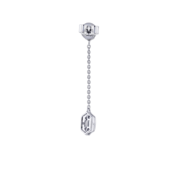 Palace Baguette Cut Long 0.3Carat Diamond Drop Earrings 18K White Gold 
