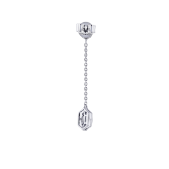 Palace Baguette Cut Long 0.3Carat Diamond Drop Earrings 18K White Gold 