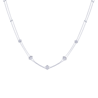 Palace Baguette Double Diamond Necklace 18K White Gold 