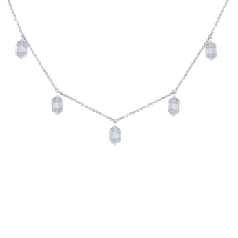 Palace Baguette Drop 0.5 Carat Diamond Necklace 18K White Gold 
