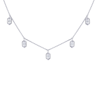 Palace Baguette Drop 0.5 Carat Diamond Necklace 18K White Gold 