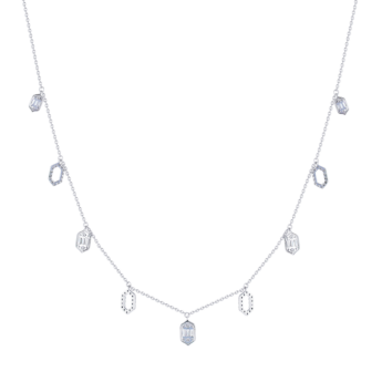 Palace Baguette 0.6 Drop Diamond Necklace 18K White Gold 