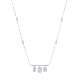 Palace Baguette Diamond Bar Necklace 18K White Gold 