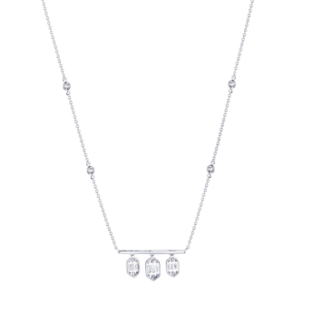 Palace Baguette Diamond Bar Necklace 18K White Gold 