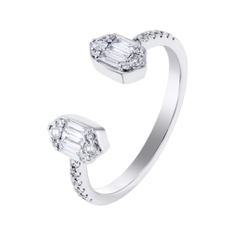 Palace Baguette Open Diamond Ring 18K White Gold 