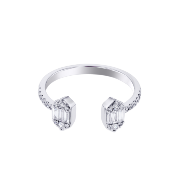 Palace Baguette Open Diamond Ring 18K White Gold 