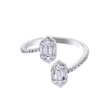 Palace Baguette Spiral Diamond Ring 18K White Gold 