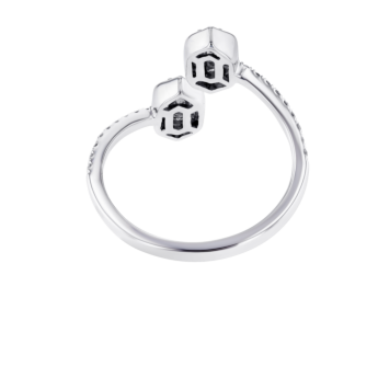 Palace Baguette Spiral Diamond Ring 18K White Gold 