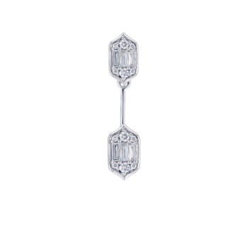 Palace Baguette Cut Short 0.38 Carat Diamond Drop Earrings 18K White Gold 