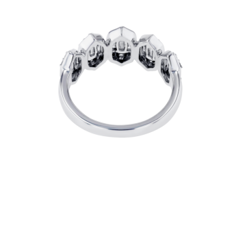 Palace Baguette Trio Motif Diamond Ring 18K White Gold 