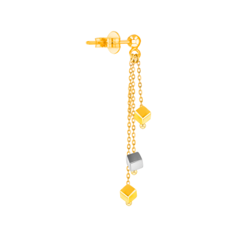 Cubes Triple Chain Drop Earrings 18K Yellow & White Gold 