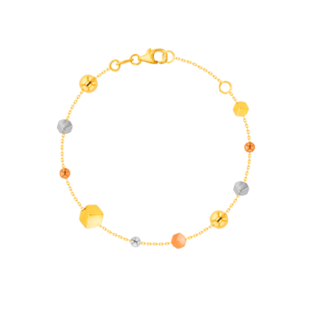 Cubes Dense Beads Bracelet in 18K Yellow & White Gold 