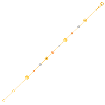 Cubes Dense Beads Bracelet in 18K Yellow & White Gold 