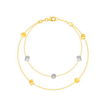 Cubes Double Chain Bracelet in 18K Yellow, White & Rose Gold