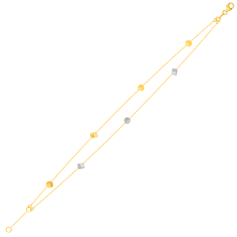 Cubes Double Chain Bracelet in 18K Yellow, White & Rose Gold