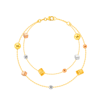 Cubes Double Chain Bracelet 18K Yellow & White Gold 
