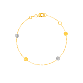 Cubes Single Chain Small Bracelet 18K Yellow & White Gold 