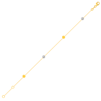 Cubes Single Chain Small Bracelet 18K Yellow & White Gold 