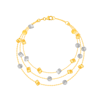 Cubes Multi Chain Bracelet 18K Yellow & White Gold 