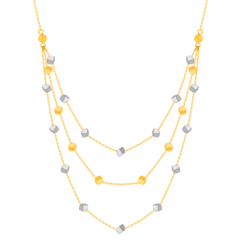 Cubes Tiered Necklace 18K Yellow & White Gold 