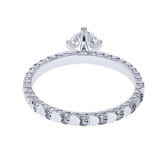 خاتم خطوبة من ريفولف بتصميم خاص مرصّع بألماسة دائريّة عيار 0.4 قيراط مع حلقة على شكل أقراص مرصّعة بالألماس