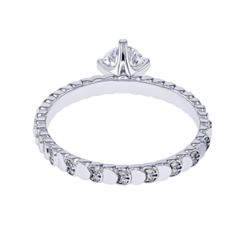 Revolve Signature Design 0.5 Carat Round Brilliant Diamond Engagment Ring Discs Diamond Studded Band 