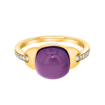 Drops 18K Yellow Gold and Amethyst Ring