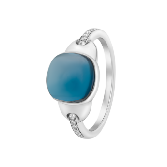 Drops 18K White Gold and London Blue Topaz Ring