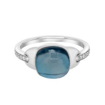 Drops 18K White Gold and London Blue Topaz Ring