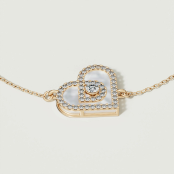 Love by Damas 18k Yellow Gold Diamond and Mother of Pearl Heart Bracelet