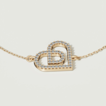 Love by Damas 18k Yellow Gold Diamond Heart Bracelet