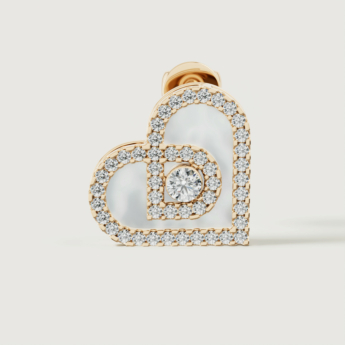 Love by Damas 18k Yellow Gold Diamond and Mother of Pearl Heart Earrings