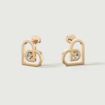 Love by Damas 18k Yellow Gold Diamond Heart Earrings