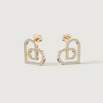 Love by Damas 18k Yellow Gold Diamond Heart Earrings